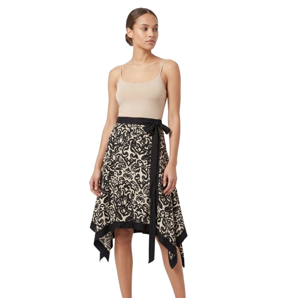🖤 NWT French Connection Handkerchief Wrap Skirt Size 6 Cream Black